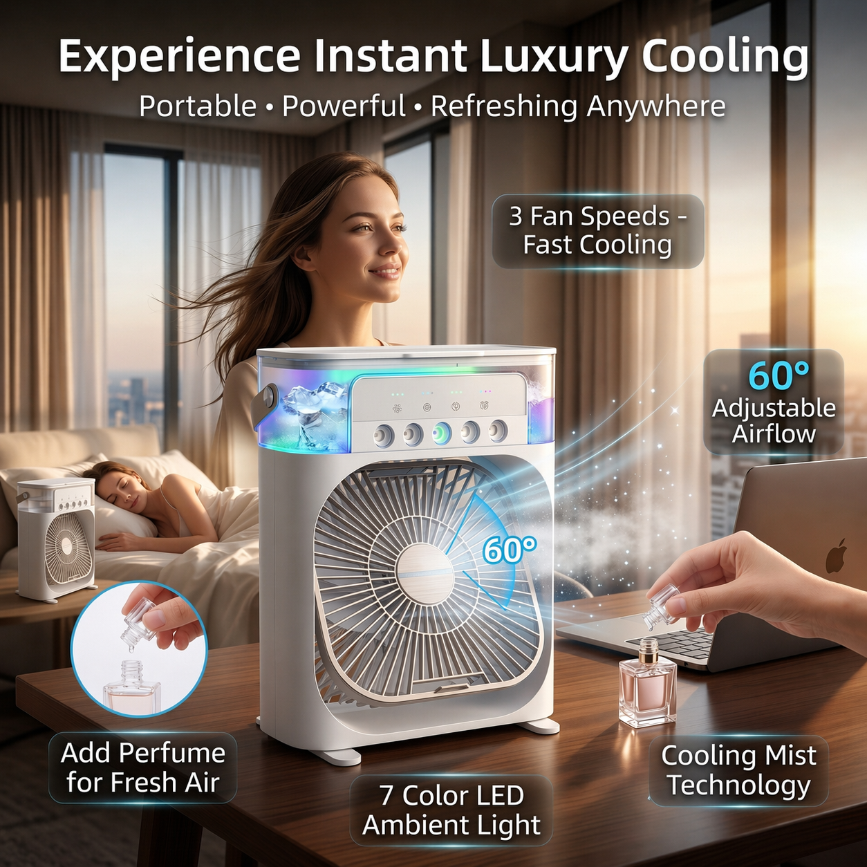 Portable Mini Cooler Fan with Water Spray for Summer India