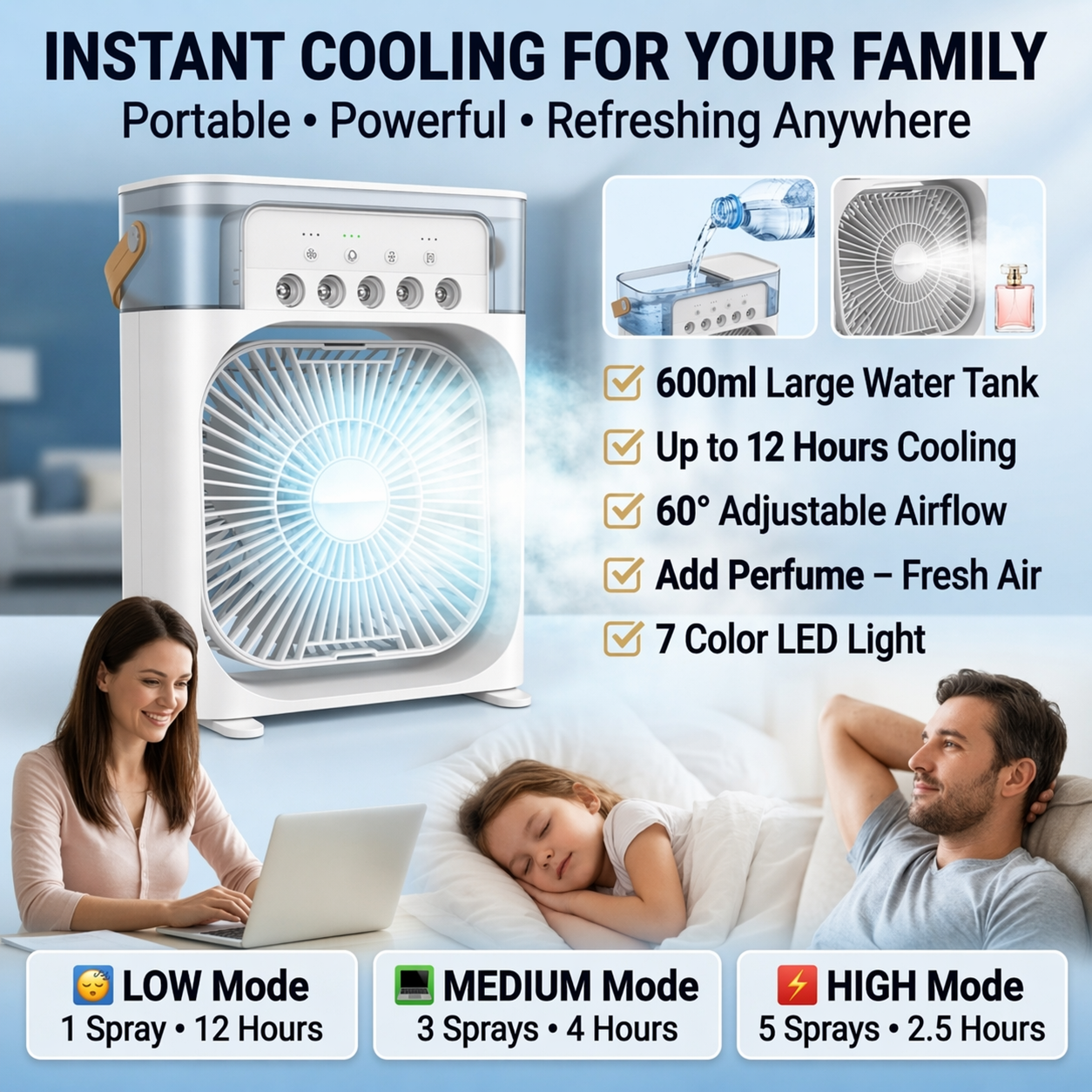 Portable Mini Cooler Fan with Water Spray for Summer India